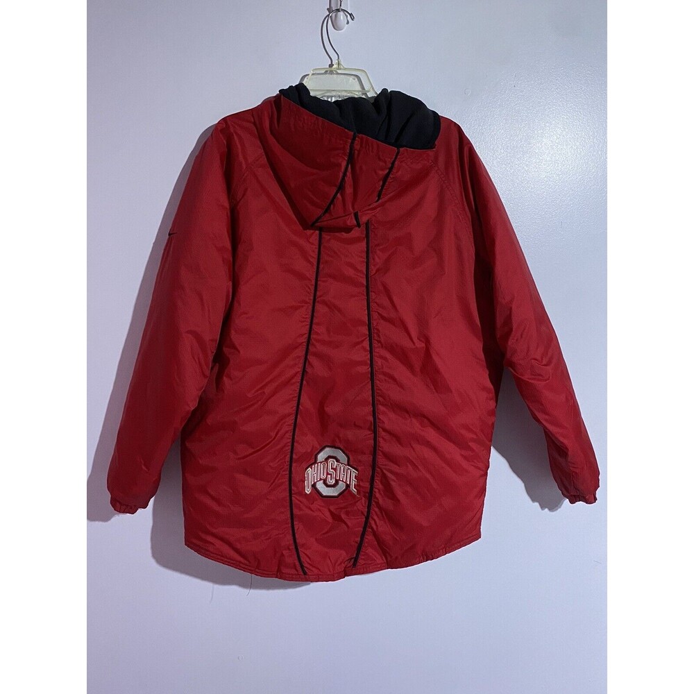 Nike Ohio State Buckeyes Jacket M Red Hooded Pullover‎ Windbreaker Quilted Lined - Picture 2 of 16